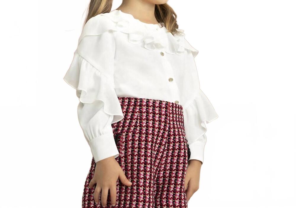NEW ABEL & LULA kid's chiffon ruffle blouse in white